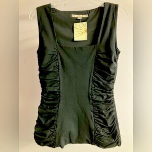 Boston Proper Women’s Top, Size XS, Black, Sleeveless, Ruched Sides, NWT